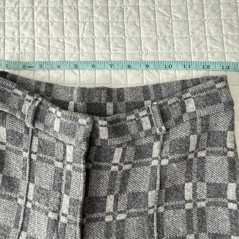Naadam Women's Grey Plaid Wool-Cashmere Wide-Leg Pants, S - Picture 10 of 11